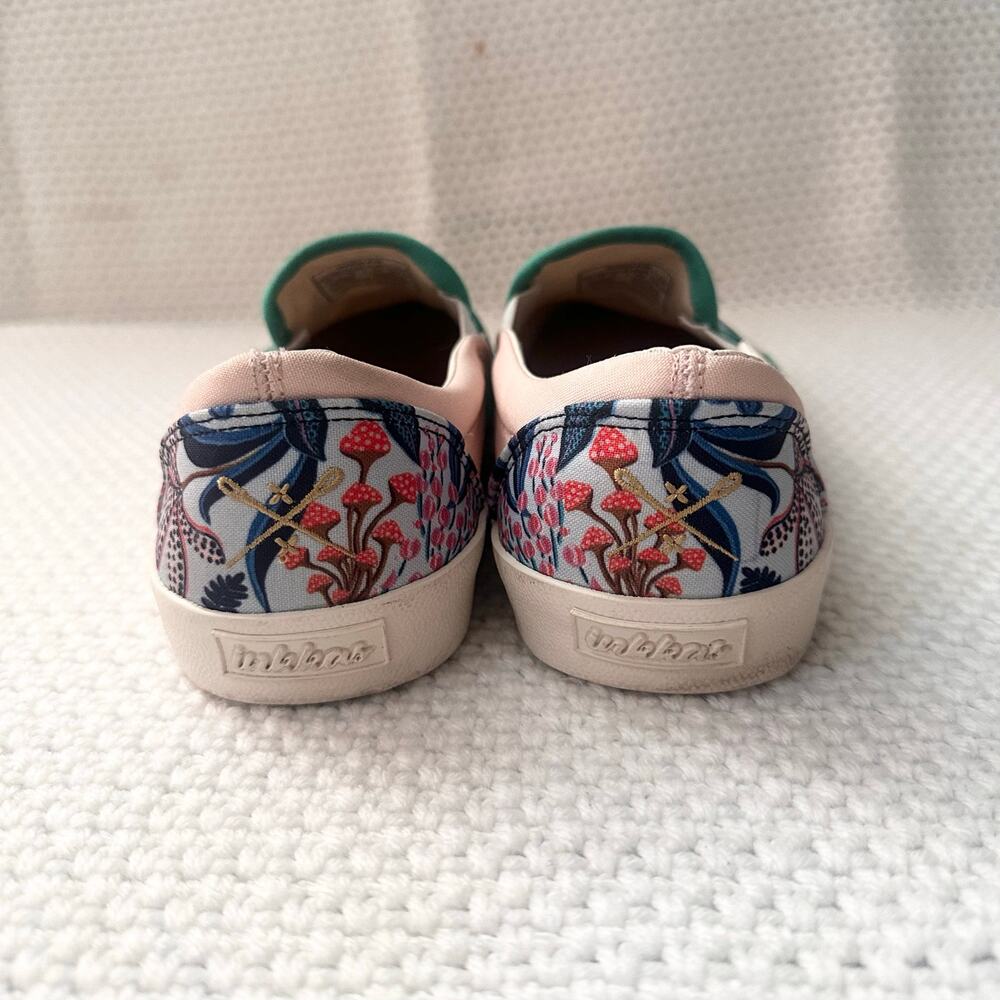 Inkkas Groove Green Blue Vibrant Colorful Print Canvas Slip On Sneakers 11 - Picture 6 of 9
